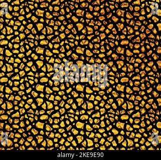 Animal skin seamless pattern. Leopard`s spotted fur imitation. Creative leopard rosettes background in gold foil pastel pink colors. Digital art. Stock Vector